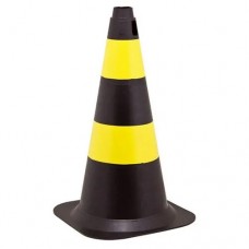 Cone de sinalização 50 cm preto / amarelo